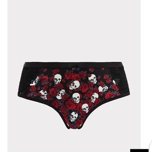 🆕2X SKULL FLORAL MICROFIBER MESH BACK HIPSTER PANTY